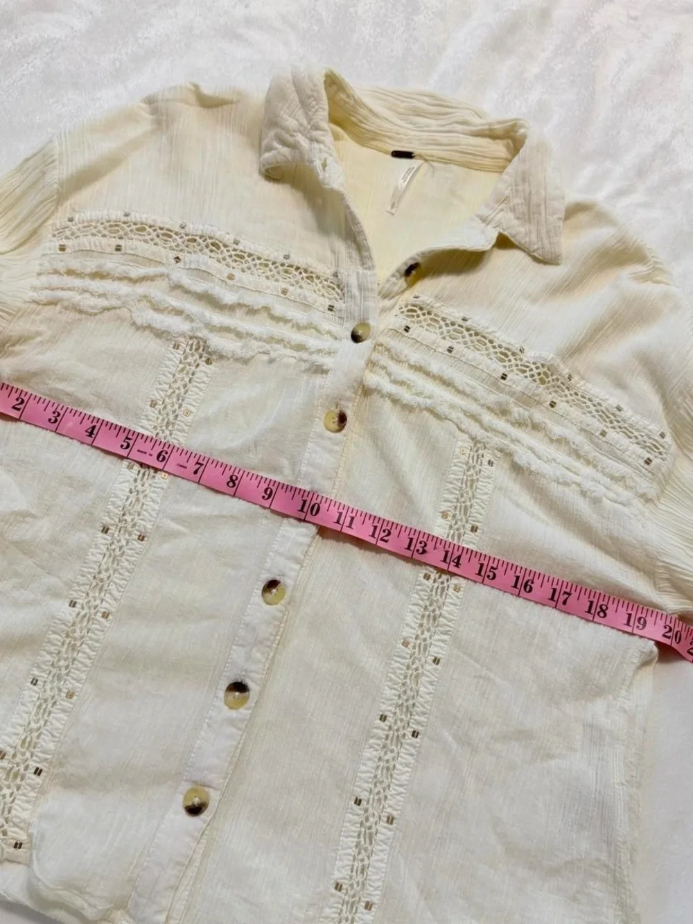 Free People Cream Button-Front Blouse